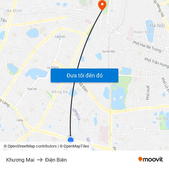 Khương Mai to Điện Biên map