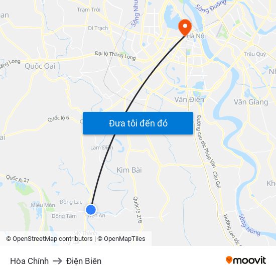 Hòa Chính to Điện Biên map