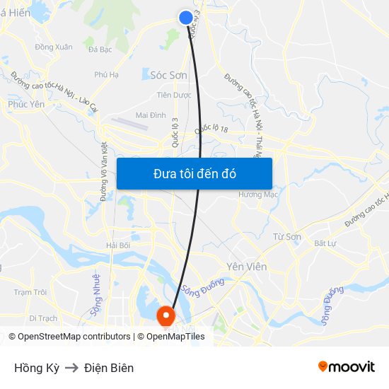 Hồng Kỳ to Điện Biên map