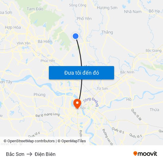 Bắc Sơn to Điện Biên map