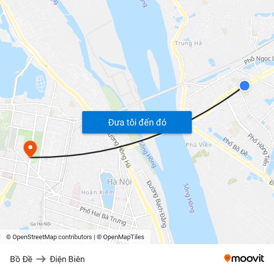 Bồ Đề to Điện Biên map