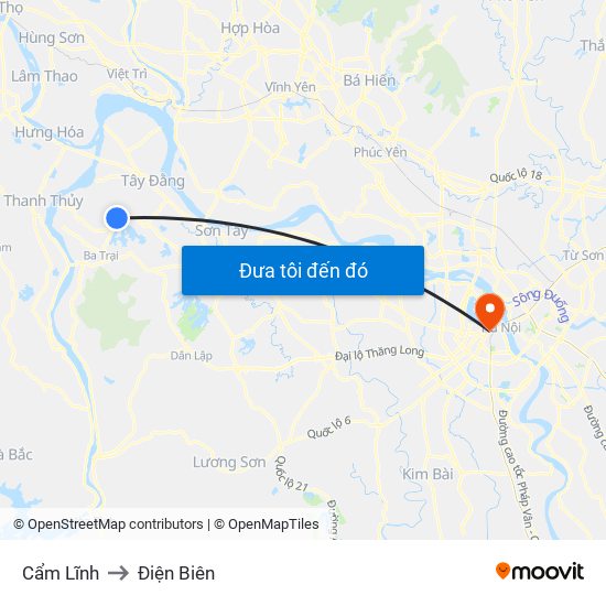 Cẩm Lĩnh to Điện Biên map
