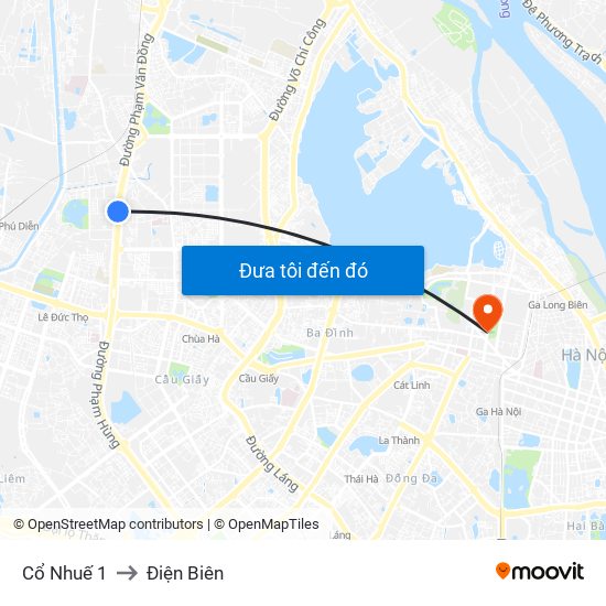 Cổ Nhuế 1 to Điện Biên map