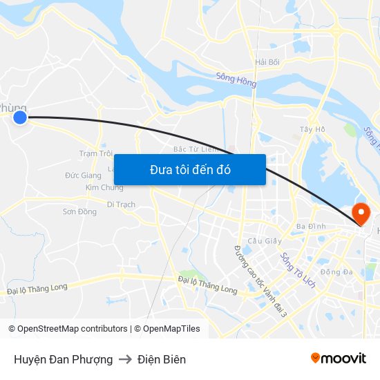 Huyện Đan Phượng to Điện Biên map