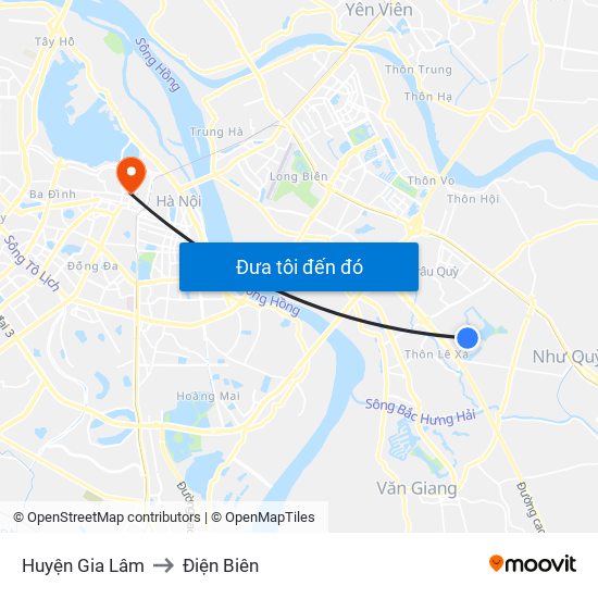 Huyện Gia Lâm to Điện Biên map