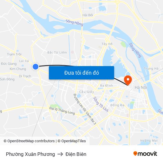 Phường Xuân Phương to Điện Biên map