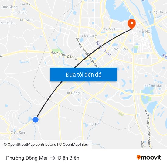 Phường Đồng Mai to Điện Biên map