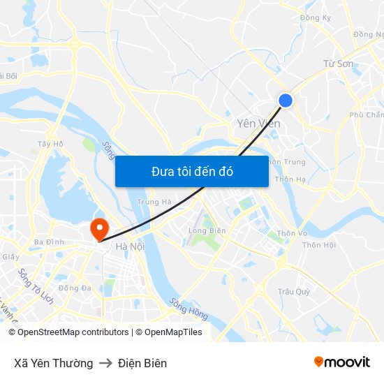 Xã Yên Thường to Điện Biên map