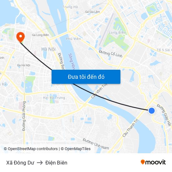 Xã Đông Dư to Điện Biên map