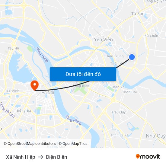 Xã Ninh Hiệp to Điện Biên map