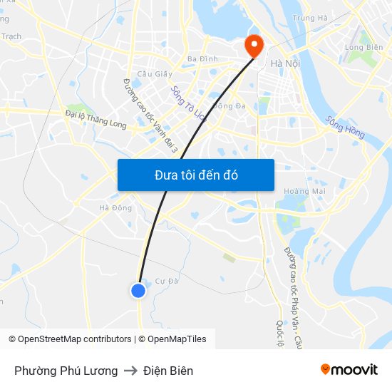 Phường Phú Lương to Điện Biên map