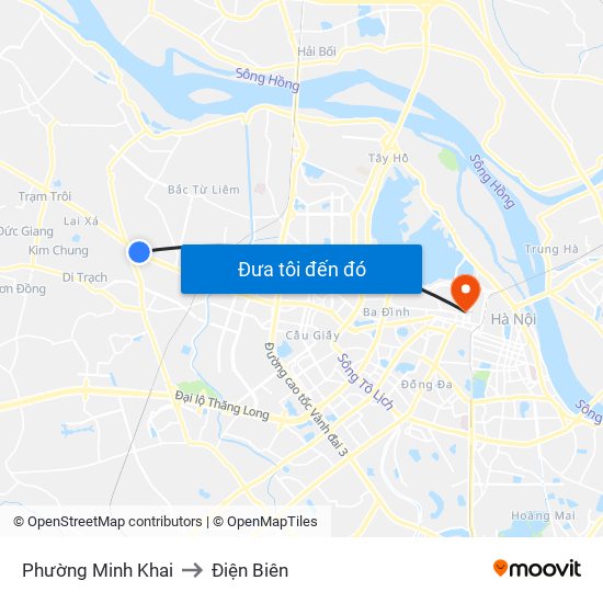 Phường Minh Khai to Điện Biên map