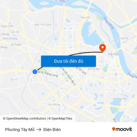 Phường Tây Mỗ to Điện Biên map