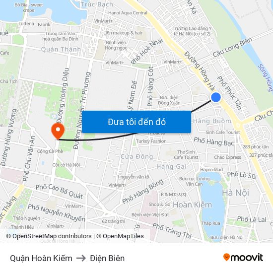 Quận Hoàn Kiếm to Điện Biên map