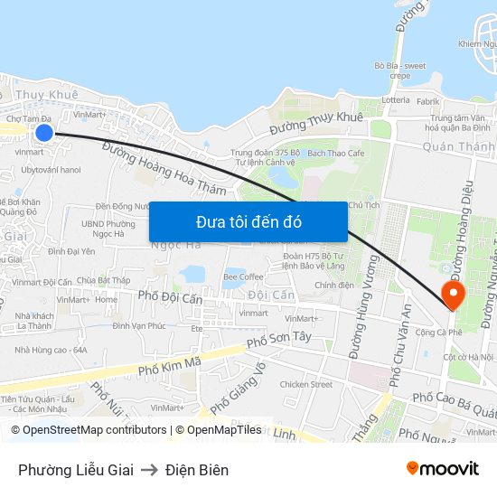 Phường Liễu Giai to Điện Biên map