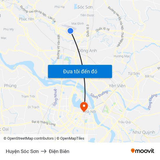 Huyện Sóc Sơn to Điện Biên map