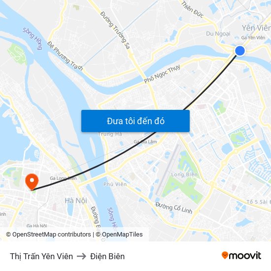 Thị Trấn Yên Viên to Điện Biên map