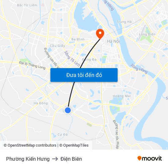 Phường Kiến Hưng to Điện Biên map