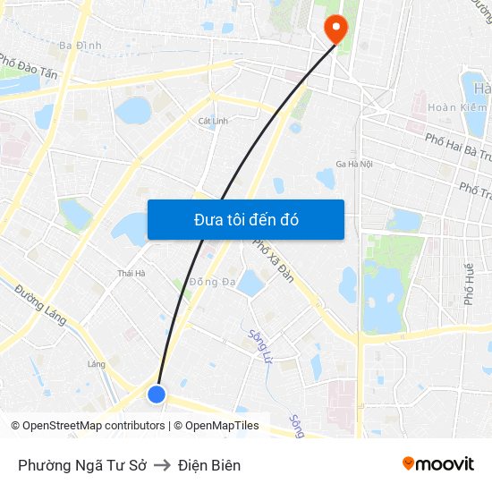 Phường Ngã Tư Sở to Điện Biên map