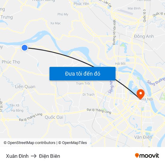 Xuân Đình to Điện Biên map