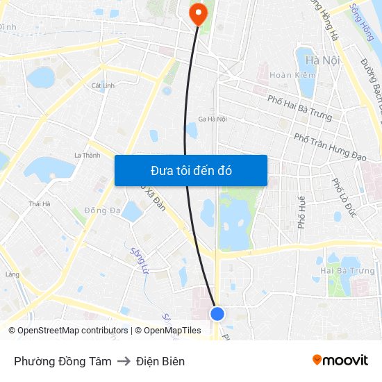 Phường Đồng Tâm to Điện Biên map