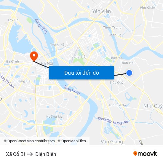 Xã Cổ Bi to Điện Biên map
