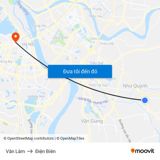 Văn Lâm to Điện Biên map