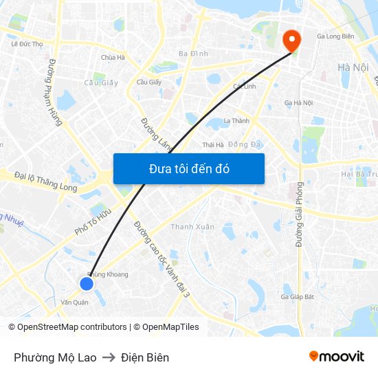 Phường Mộ Lao to Điện Biên map