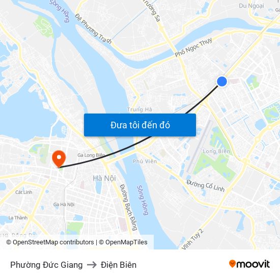 Phường Đức Giang to Điện Biên map