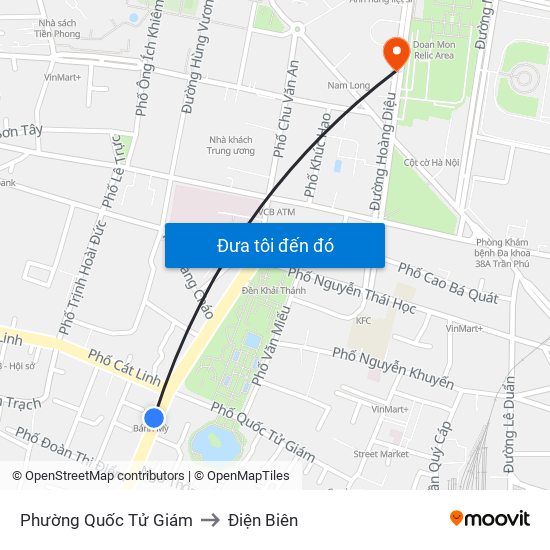 Phường Quốc Tử Giám to Điện Biên map