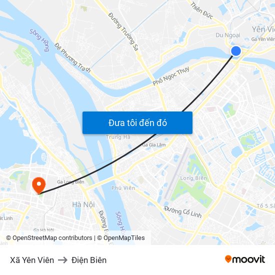 Xã Yên Viên to Điện Biên map