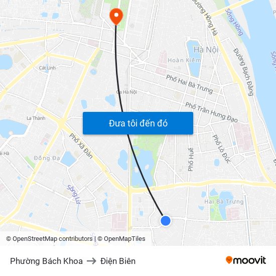 Phường Bách Khoa to Điện Biên map