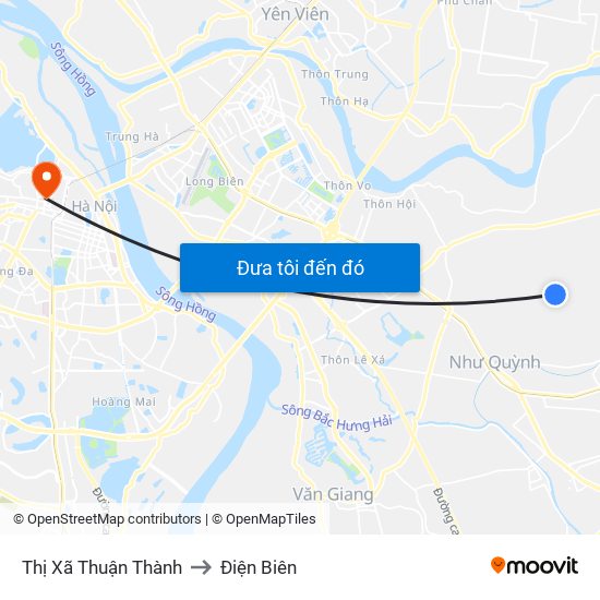 Thị Xã Thuận Thành to Điện Biên map