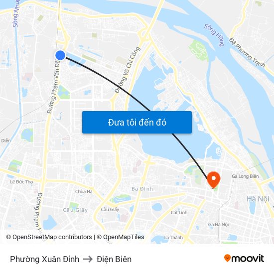 Phường Xuân Đỉnh to Điện Biên map