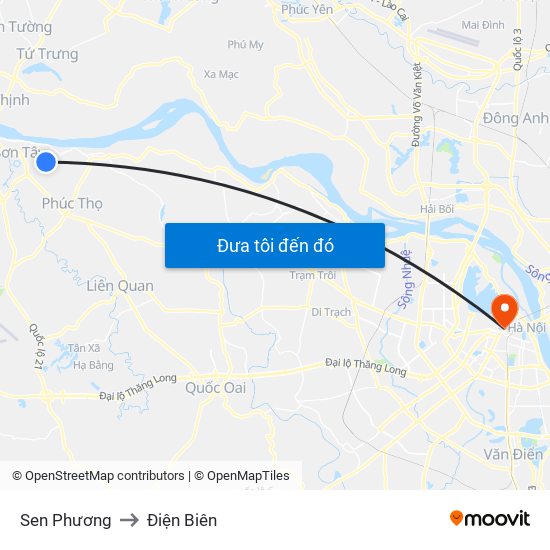 Sen Phương to Điện Biên map