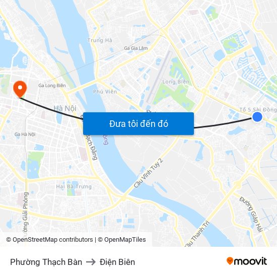 Phường Thạch Bàn to Điện Biên map