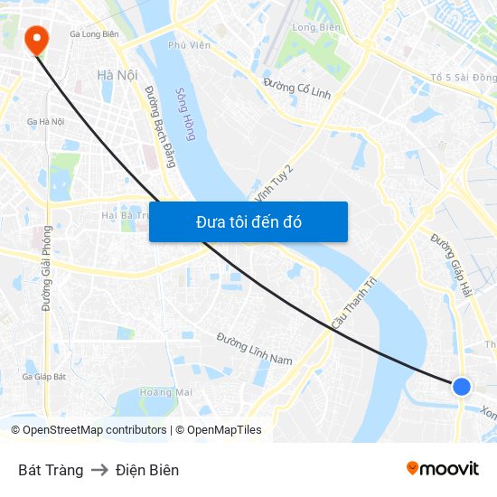 Bát Tràng to Điện Biên map