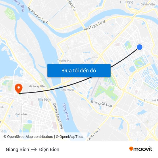 Giang Biên to Điện Biên map