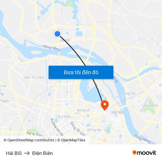 Hải Bối to Điện Biên map