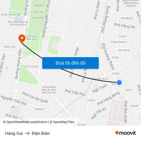 Hàng Gai to Điện Biên map