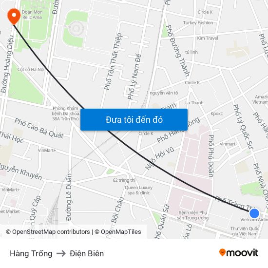 Hàng Trống to Điện Biên map