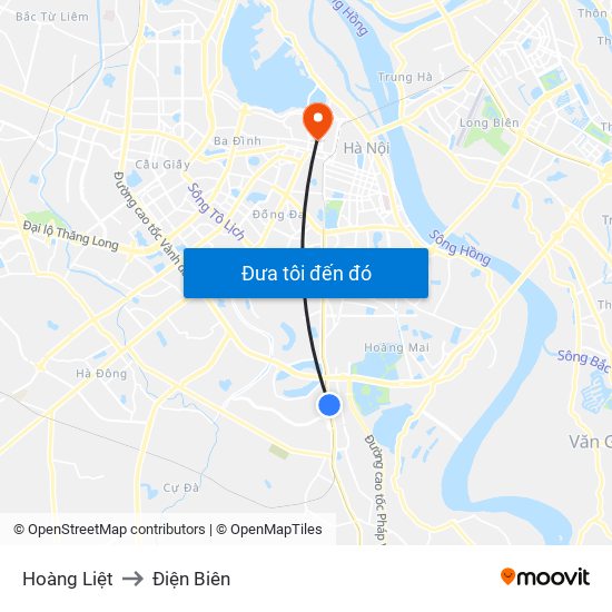 Hoàng Liệt to Điện Biên map
