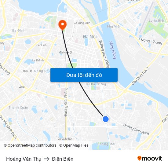 Hoàng Văn Thụ to Điện Biên map