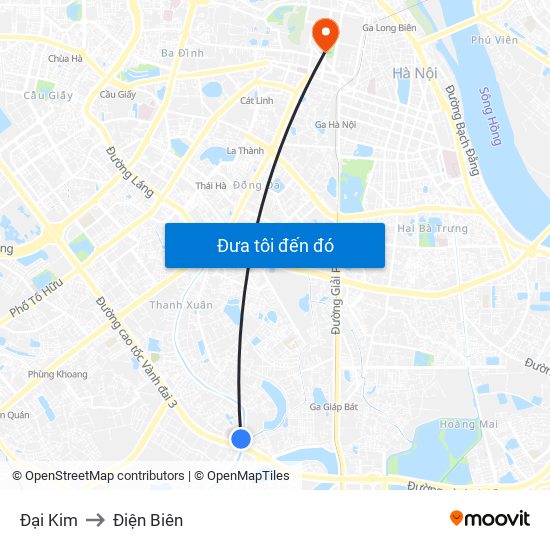 Đại Kim to Điện Biên map