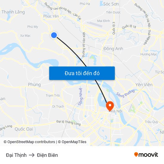 Đại Thịnh to Điện Biên map
