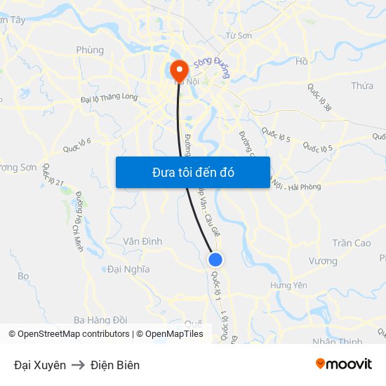 Đại Xuyên to Điện Biên map