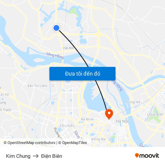 Kim Chung to Điện Biên map