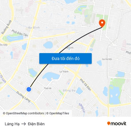 Láng Hạ to Điện Biên map