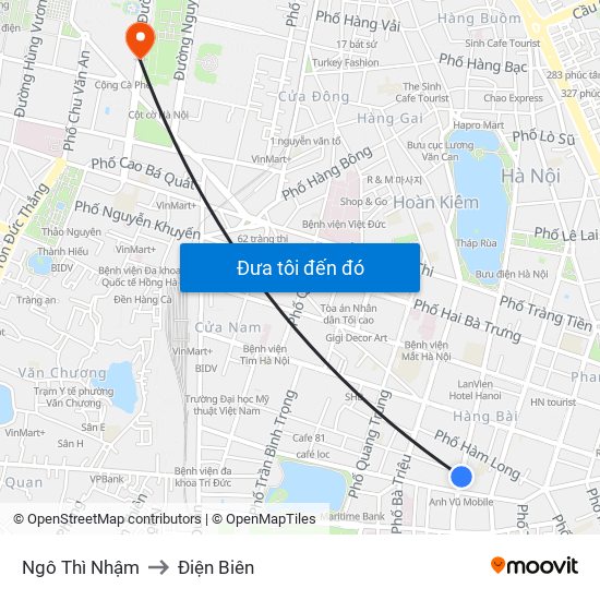 Ngô Thì Nhậm to Điện Biên map