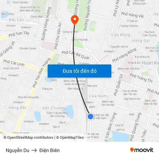 Nguyễn Du to Điện Biên map